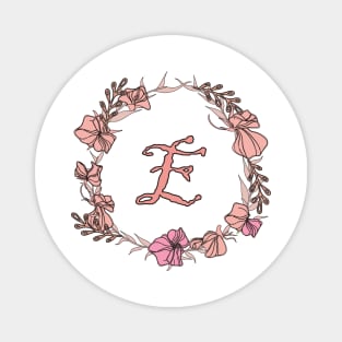 Letter E Rose Pink Initial Monogram - Letter e Magnet